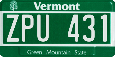VT license plate ZPU431