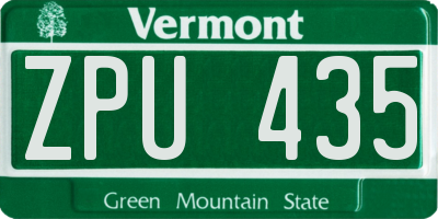 VT license plate ZPU435