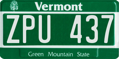 VT license plate ZPU437