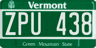 VT license plate ZPU438