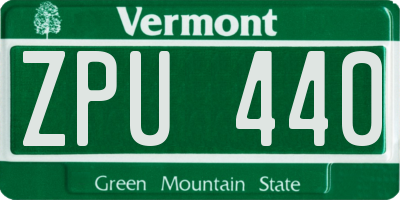 VT license plate ZPU440
