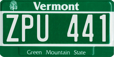 VT license plate ZPU441