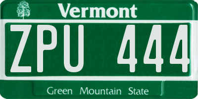 VT license plate ZPU444