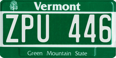 VT license plate ZPU446