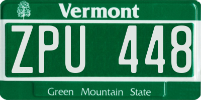 VT license plate ZPU448