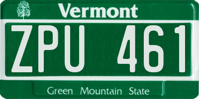 VT license plate ZPU461
