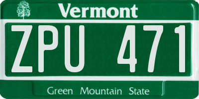 VT license plate ZPU471