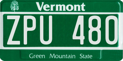 VT license plate ZPU480