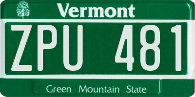 VT license plate ZPU481