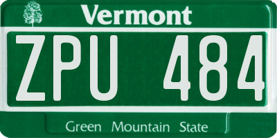 VT license plate ZPU484