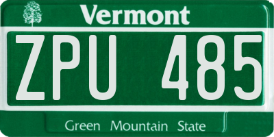 VT license plate ZPU485