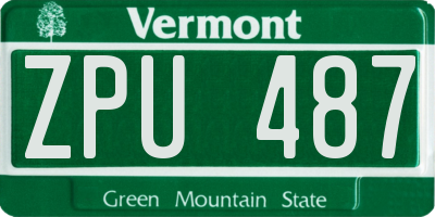 VT license plate ZPU487