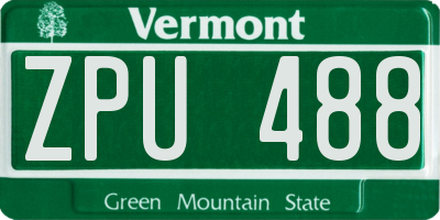 VT license plate ZPU488