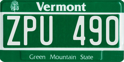 VT license plate ZPU490