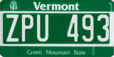 VT license plate ZPU493