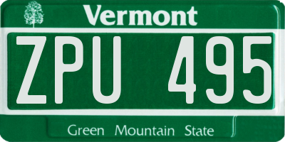 VT license plate ZPU495