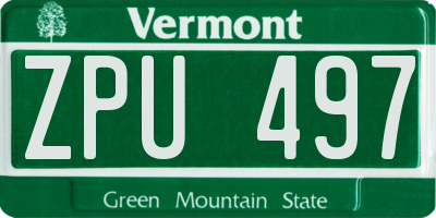 VT license plate ZPU497
