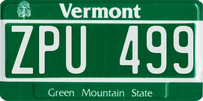 VT license plate ZPU499