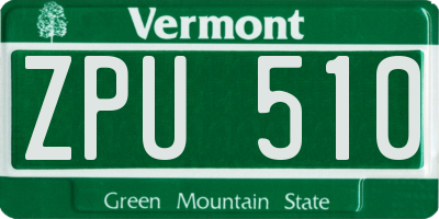 VT license plate ZPU510