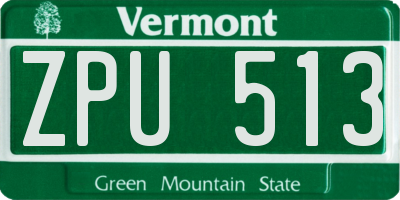 VT license plate ZPU513