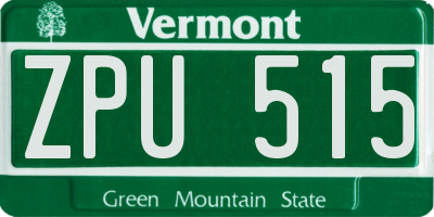 VT license plate ZPU515