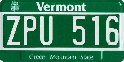 VT license plate ZPU516