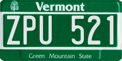 VT license plate ZPU521