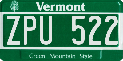 VT license plate ZPU522