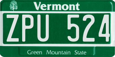 VT license plate ZPU524