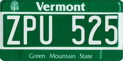 VT license plate ZPU525