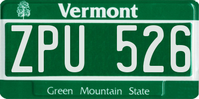 VT license plate ZPU526