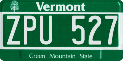 VT license plate ZPU527