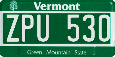 VT license plate ZPU530