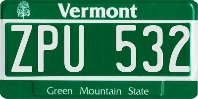 VT license plate ZPU532