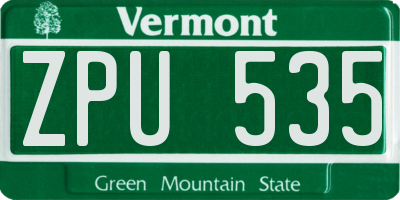 VT license plate ZPU535