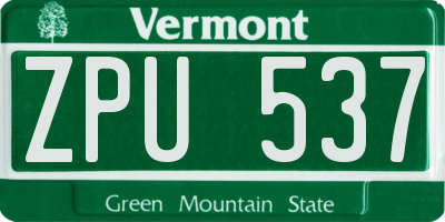 VT license plate ZPU537