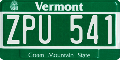 VT license plate ZPU541