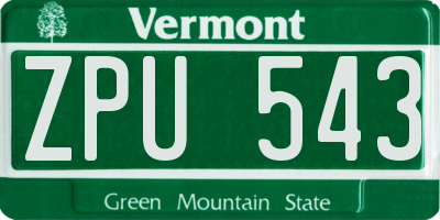 VT license plate ZPU543