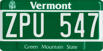 VT license plate ZPU547