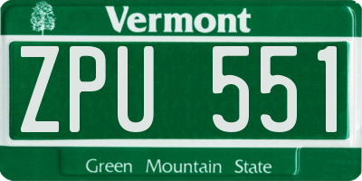 VT license plate ZPU551