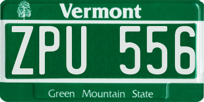 VT license plate ZPU556