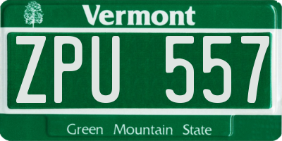 VT license plate ZPU557