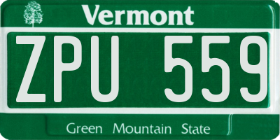 VT license plate ZPU559