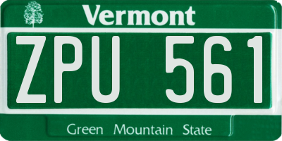 VT license plate ZPU561
