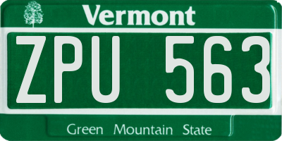 VT license plate ZPU563