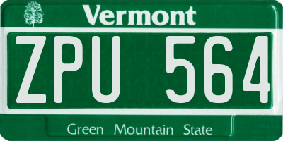 VT license plate ZPU564