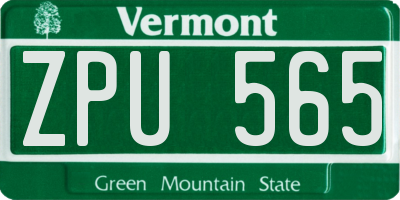 VT license plate ZPU565
