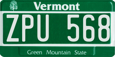 VT license plate ZPU568