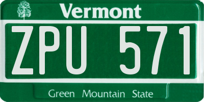 VT license plate ZPU571