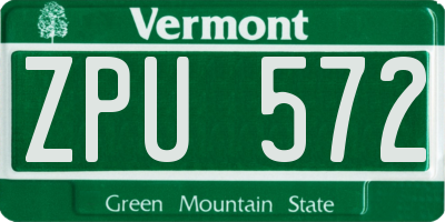 VT license plate ZPU572